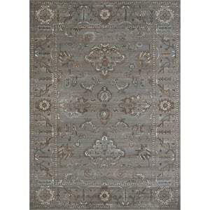 Radici USA Colosseo Traditional Distressed Floral Gray Rectangular Polypropylene Area Rug 7'10&quot x 10'6&quot