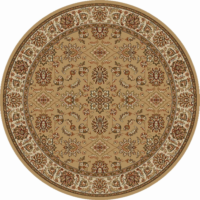 Radici USA Como Traditional Oriental Floral Beige 8' Round Polypropylene Area Rug