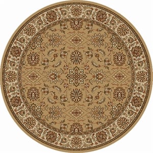 Radici USA Como Traditional Oriental Floral Beige 8' Round Polypropylene Area Rug