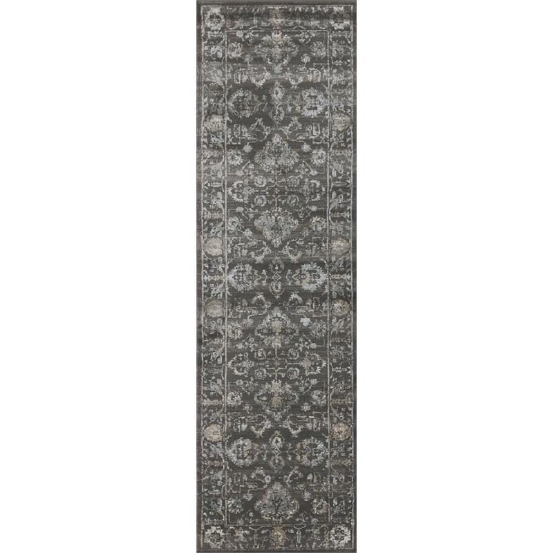 Radici USA Colosseo Traditional Distressed Floral Brown Runner Polypropylene Rug 2'2