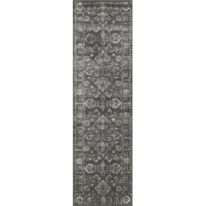 Radici USA Colosseo Traditional Distressed Floral Brown Runner Polypropylene Rug 2'2&quot x 7'7&quot