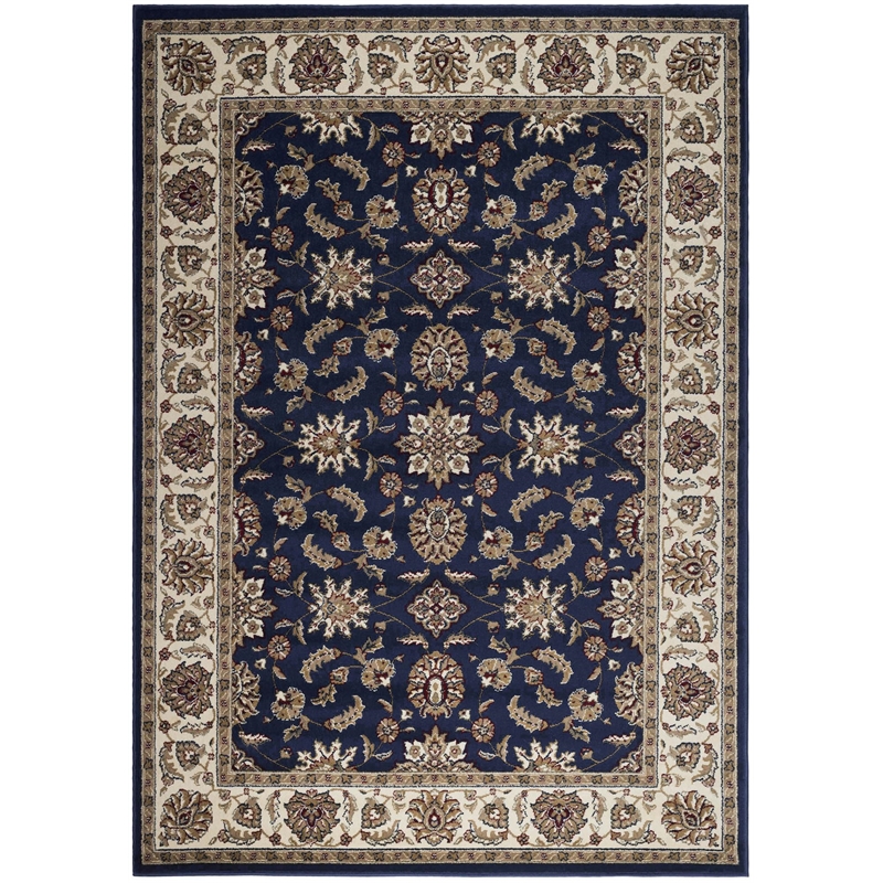 Radici USA Como Traditional Oriental Floral Blue Rectangular Polypropylene Area Rug 7'9