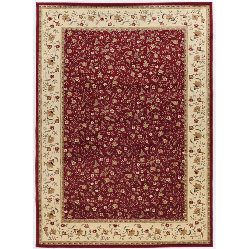 Radici USA Como Transitional Botanical Red Rectangular Polypropylene Area Rug 3'3