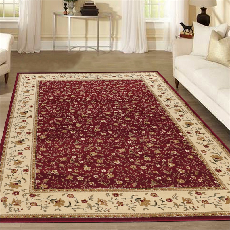 Radici USA Como Transitional Botanical Red Rectangular Polypropylene Area Rug 3'3
