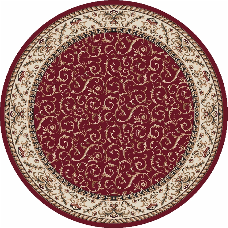 Radici USA Como Traditional Oriental Red 8' Round Polypropylene Area Rug