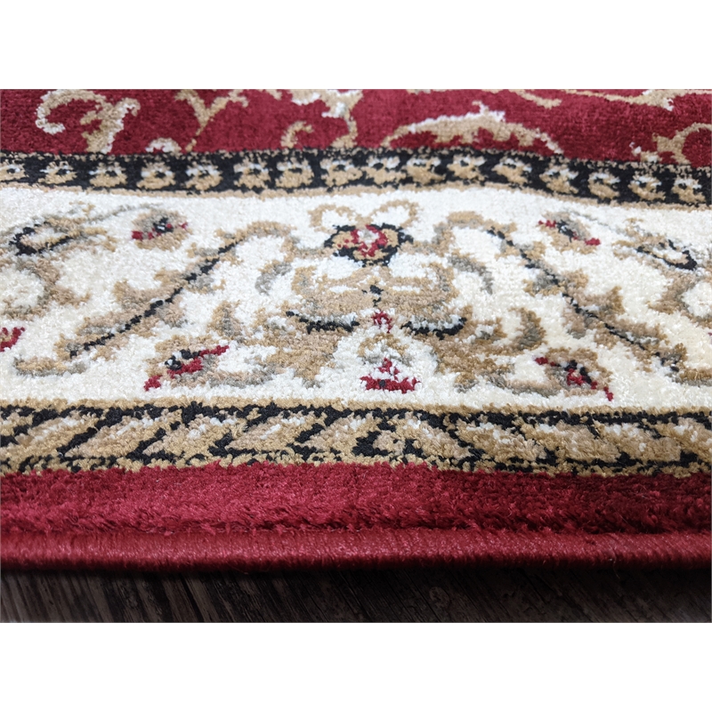 Radici USA Como Traditional Oriental Red 8' Round Polypropylene Area Rug
