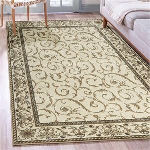 Radici USA Como Traditional Oriental Ivory Rectangular Polypropylene Area Rug 7'9&quot x 11'