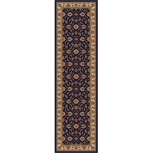 Radici USA Como Traditional Oriental Floral Blue Runner Polypropylene Rug 2'2&quot x 7'7&quot
