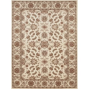 adici USA Como Traditional Oriental Floral Ivory Rectangular Polypropylene Area Rug 3'3&quot x 4'11&quot