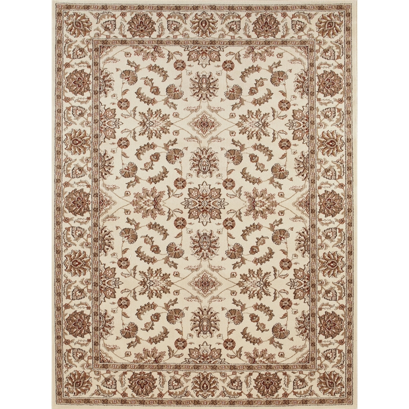 Radici USA Como Traditional Oriental Floral Ivory Rectangular Polypropylene Area Rug 7'9