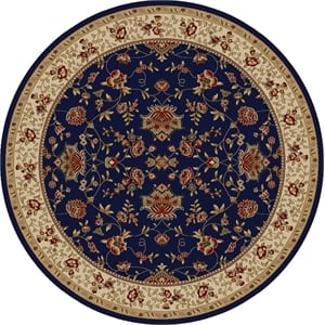 Radici USA Como Traditional Oriental Floral Blue 8' Round Polypropylene Area Rug