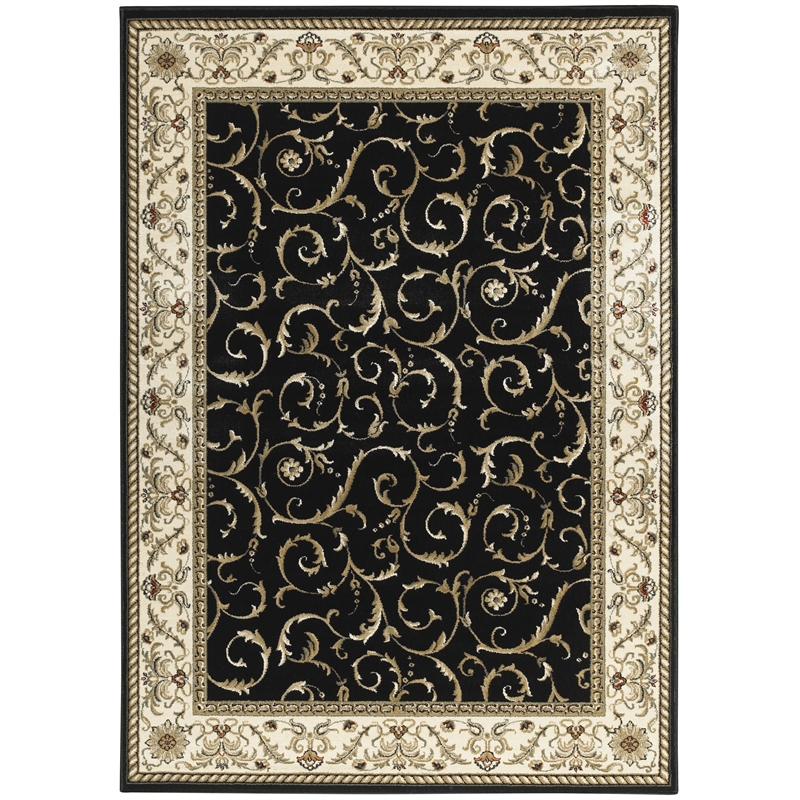 Radici USA Como Traditional Oriental Black Rectangular Polypropylene Area Rug 7'9