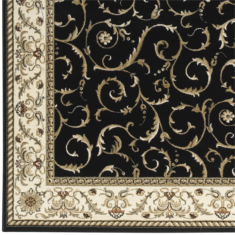 Radici USA Como Traditional Oriental Black Rectangular Polypropylene Area Rug 7'9