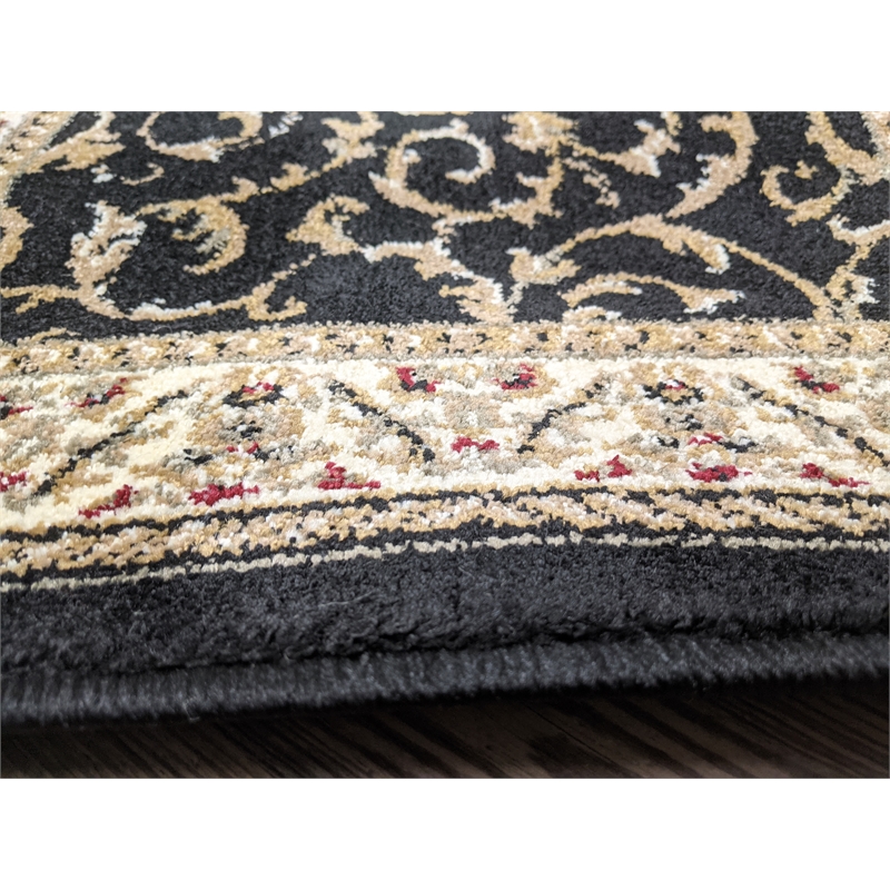Radici USA Como Traditional Oriental Black Rectangular Polypropylene Area Rug 7'9