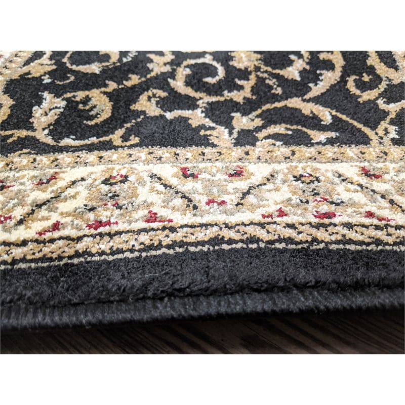 Radici USA Como Traditional Oriental Black Runner Polypropylene Rug 2'2