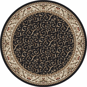 Radici USA Como Traditional Oriental Black 5'3&quot Round Polypropylene Area Rug