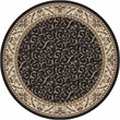 Radici USA Como Traditional Oriental Black 8' Round Polypropylene Area Rug