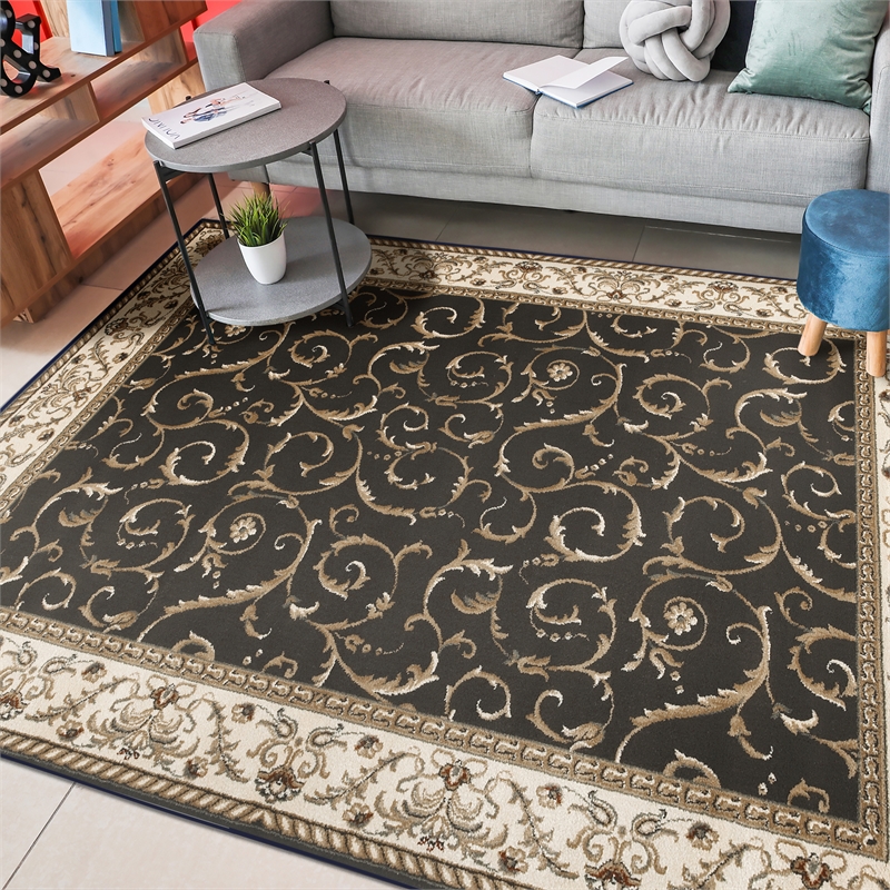 Radici USA Como Traditional Oriental Brown Rectangular Polypropylene Area Rug 3'3