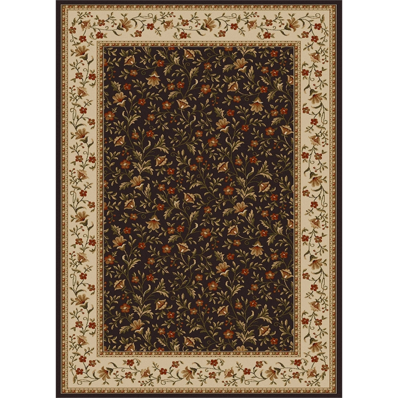 Radici USA Como Transitional Botanical Brown Rectangular Polypropylene Area Rug 5'5