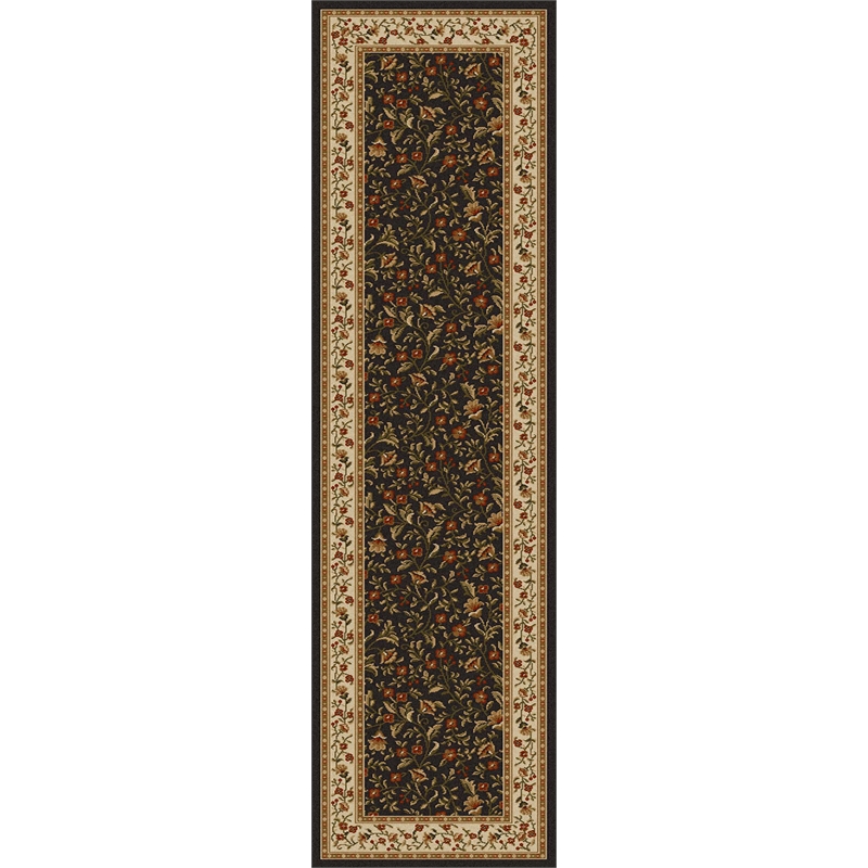Radici USA Como Transitional Botanical Brown Runner Polypropylene Rug 2'2