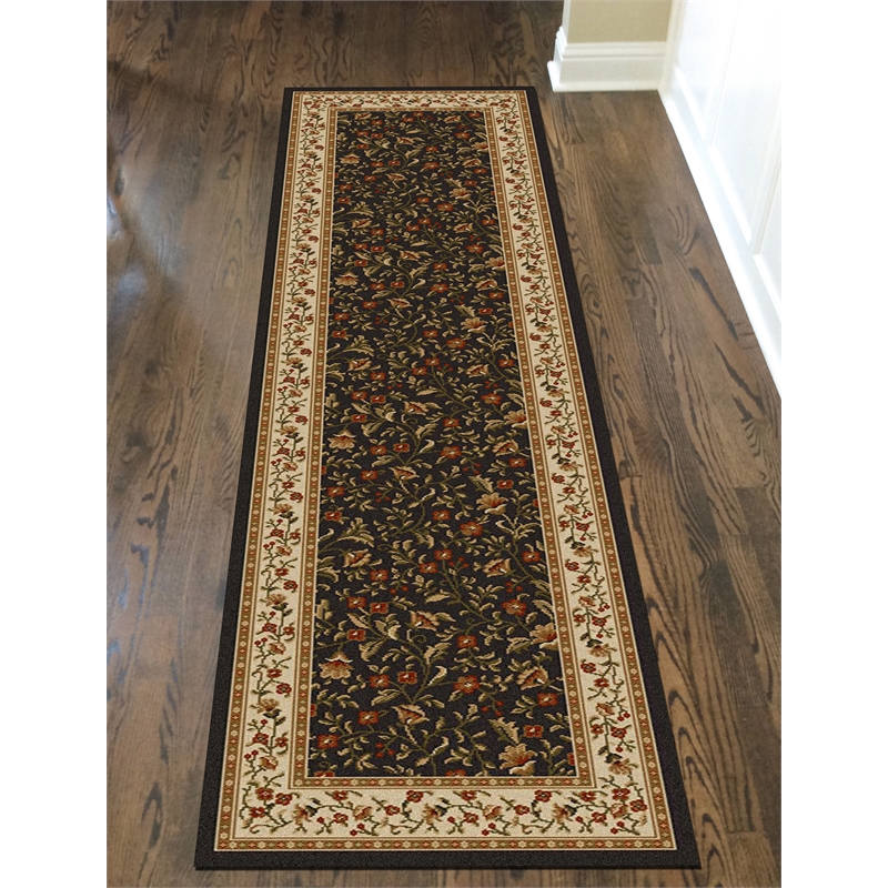 Radici USA Como Transitional Botanical Brown Runner Polypropylene Rug 2'2