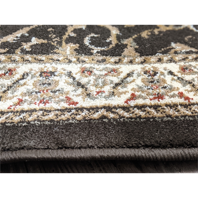 Radici USA Como Traditional Oriental Brown Rectangular Polypropylene Area Rug 5'5