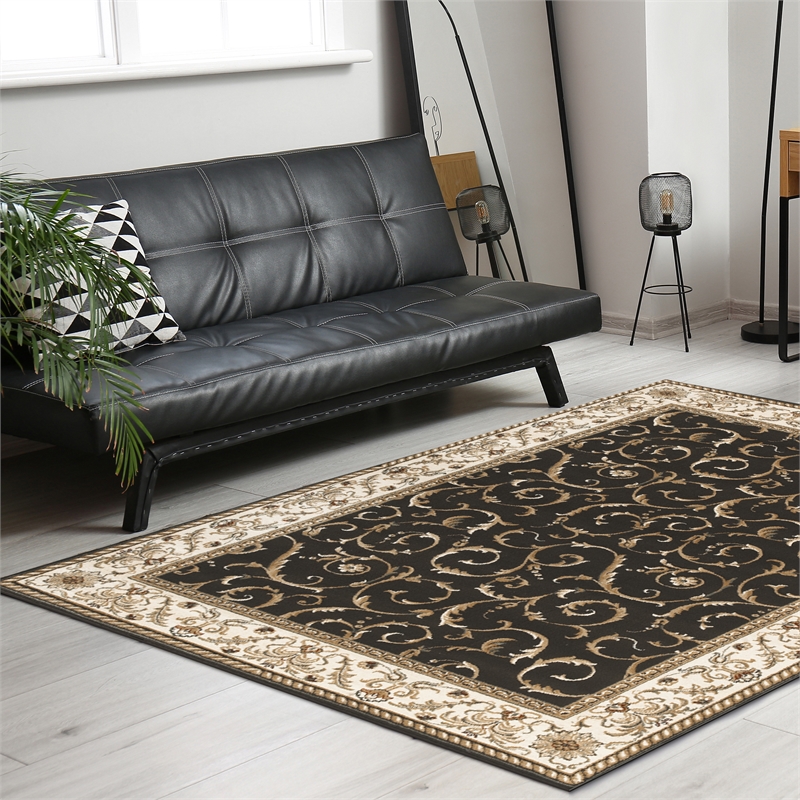 Radici USA Como Traditional Oriental Brown Rectangular Polypropylene Area Rug 5'5