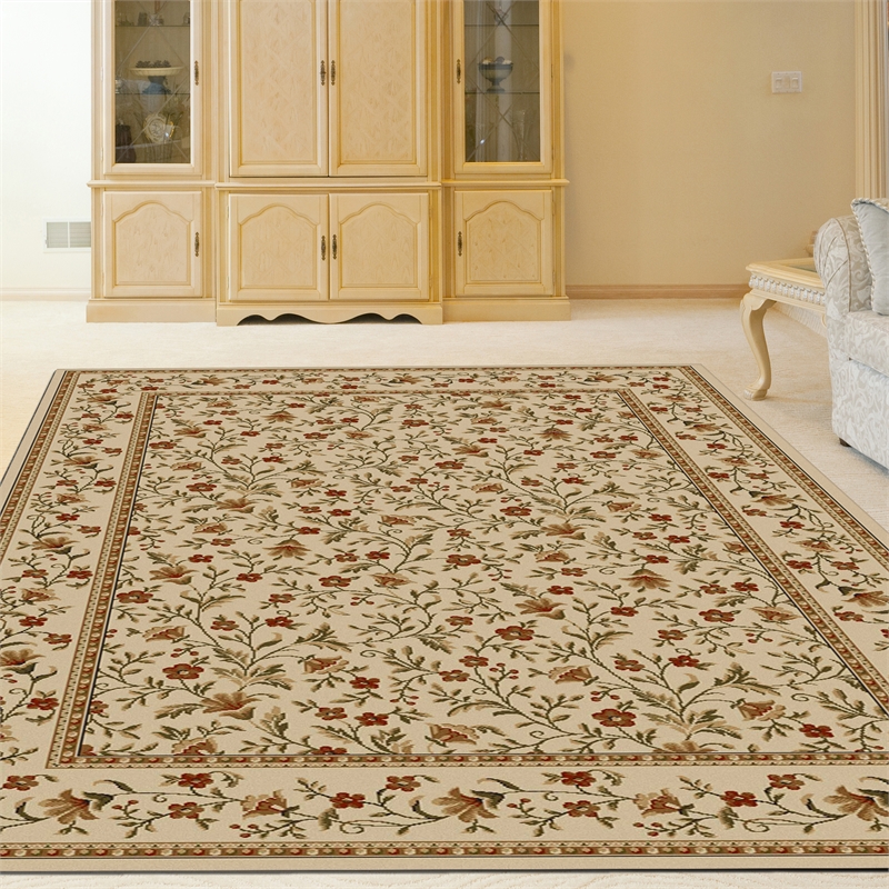 Radici USA Como Transitional Botanical Ivory Rectangular Polypropylene Area Rug 7'9