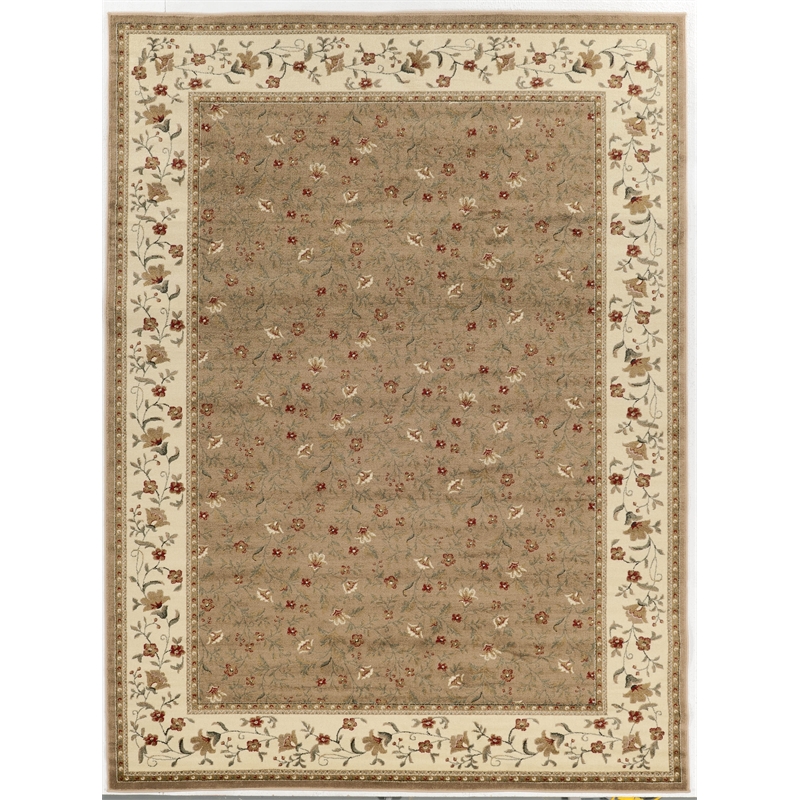 Radici USA Como Transitional Botanical Beige Rectangular Polypropylene Area Rug 7'9