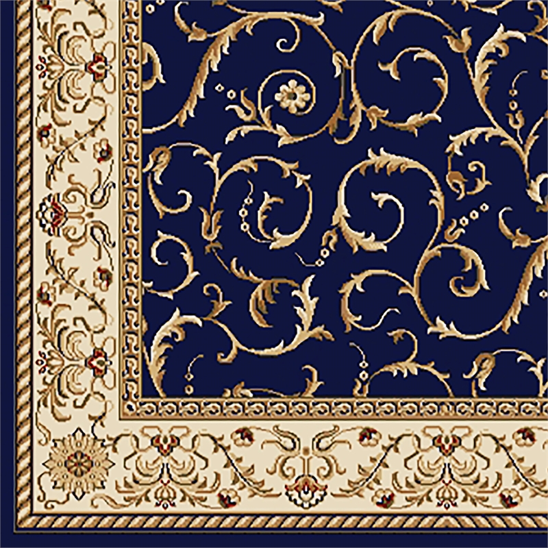 Radici USA Como Traditional Oriental Blue 8' Round Polypropylene Area Rug