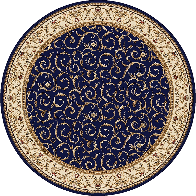 Radici USA Como Traditional Oriental Blue 8' Round Polypropylene Area Rug