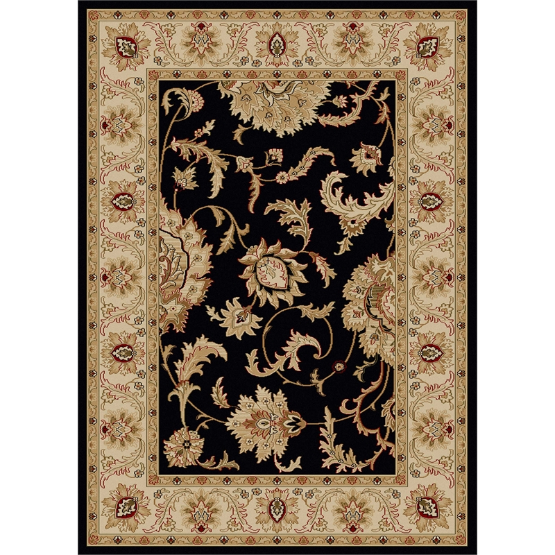 Radici USA Como Traditional Oriental Black Rectangular Polypropylene Area Rug 7'9