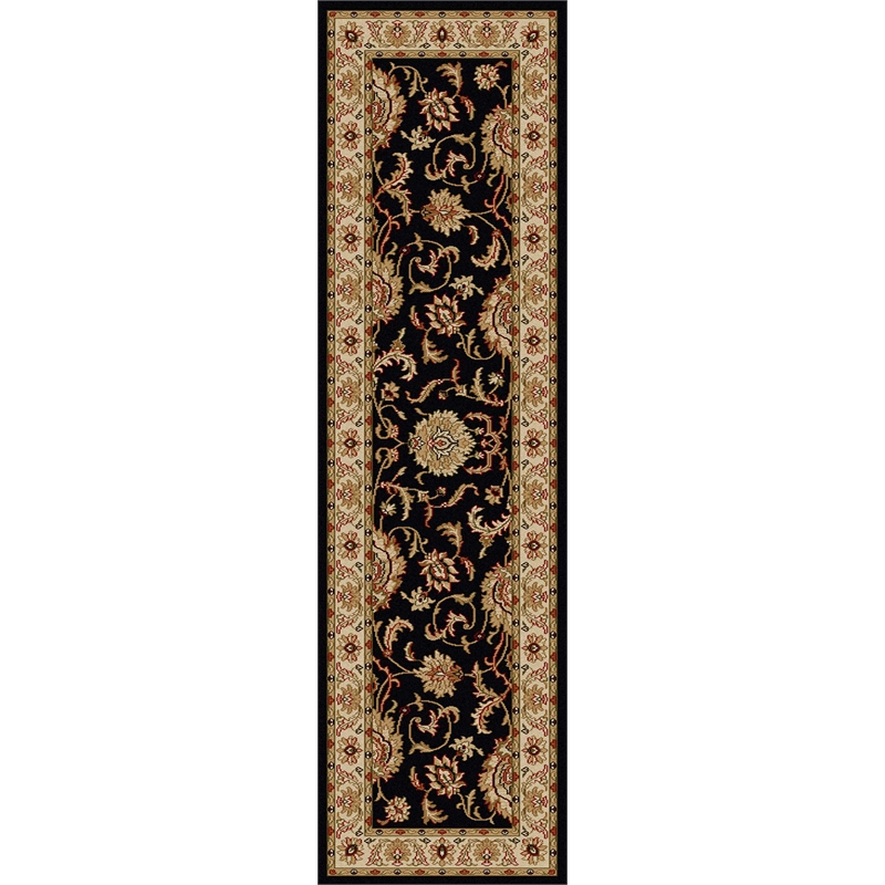 Radici USA Como Traditional Oriental Black Runner Polypropylene Rug 2'2