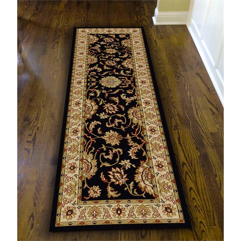 Radici USA Como Traditional Oriental Black Runner Polypropylene Rug 2'2