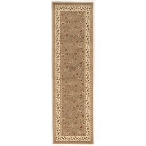 Radici USA Como Transitional Botanical Beige Runner Polypropylene Rug 2'2&quot x 7'7&quot