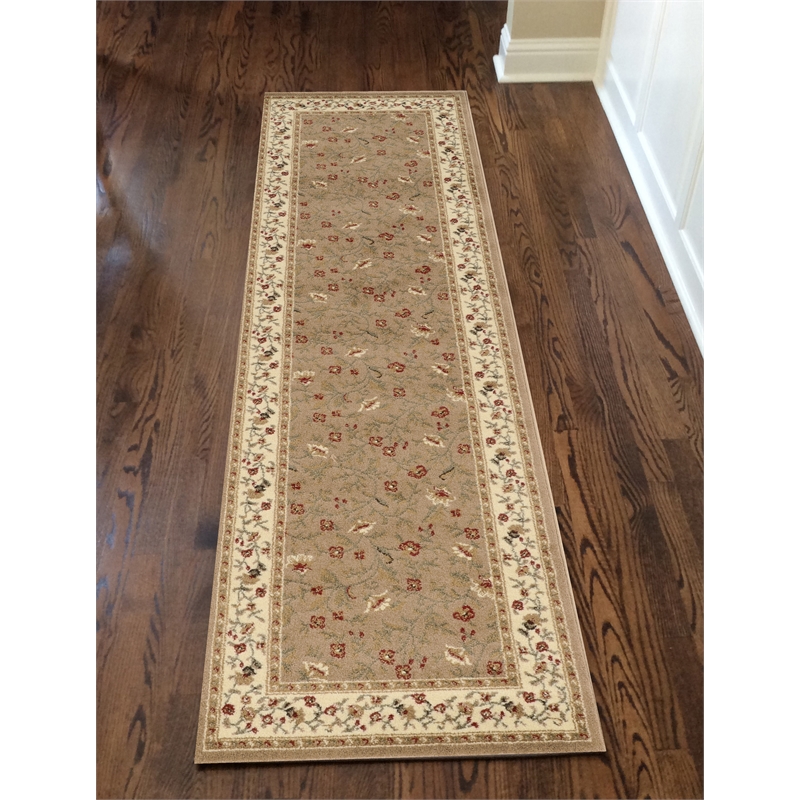 Radici USA Como Transitional Botanical Beige Runner Polypropylene Rug 2'2
