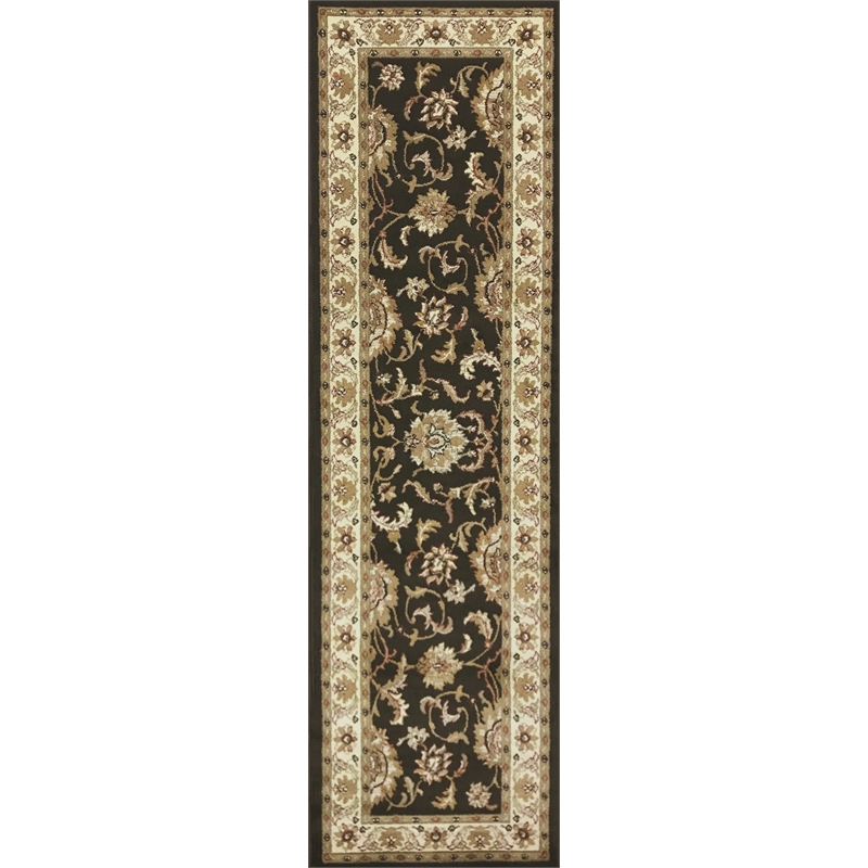 Radici USA Como Traditional Oriental Brown Runner Polypropylene Rug 2'2