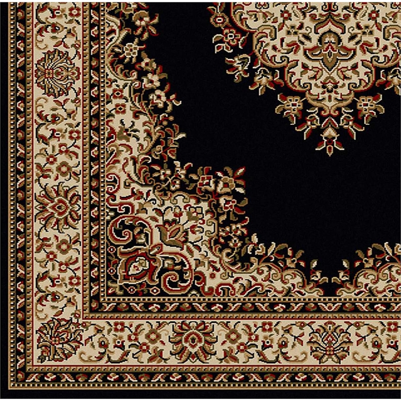 Radici USA Como Traditional Medallion Black Rectangular Polypropylene Area Rug 5'5