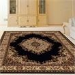 Radici USA Como Traditional Medallion Black Rectangular Polypropylene Area Rug 7'9