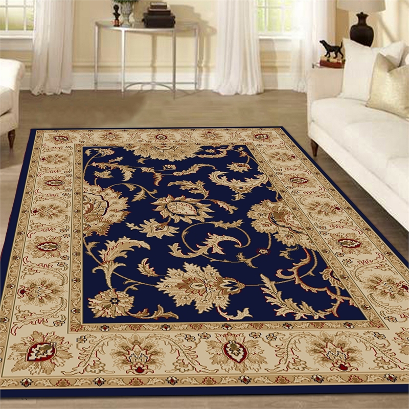 Radici USA Como Traditional Oriental Blue Rectangular Polypropylene Area Rug 5'5