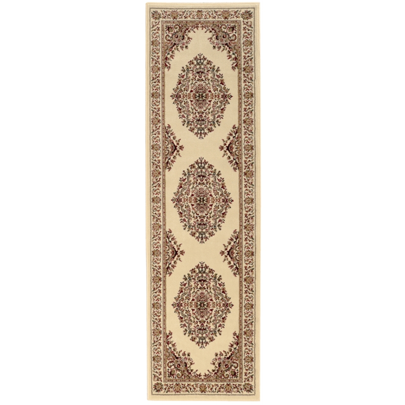 Radici USA Como Traditional Medallion Ivory Runner Polypropylene Rug 2'2