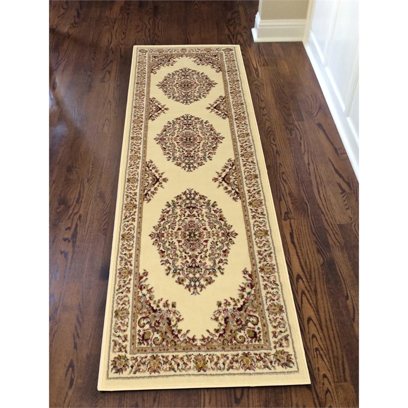 Radici USA Como Traditional Medallion Ivory Runner Polypropylene Rug 2'2