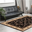Radici USA Como Traditional Oriental Floral Black Rectangular Polypropylene Area Rug 7'9