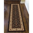 Radici USA Como Traditional Oriental Floral Black Runner Polypropylene Rug 2'2