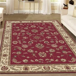 Radici USA Como Traditional Oriental Floral Red Rectangular Polypropylene Area Rug 7'9&quot x 11'