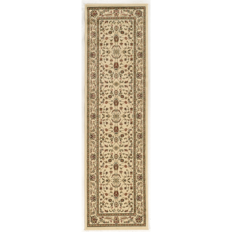 Radici USA Como Traditional Oriental Floral Ivory Runner Polypropylene Rug 2'2