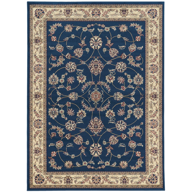 Radici USA Como Traditional Oriental Floral Blue Rectangular Polypropylene Area Rug 3'3