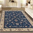 Radici USA Como Traditional Oriental Floral Blue Rectangular Polypropylene Area Rug 3'3