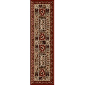 Radici USA Como Traditional Geometric Red Runner Polypropylene Rug 2'2&quot x 7'7&quot