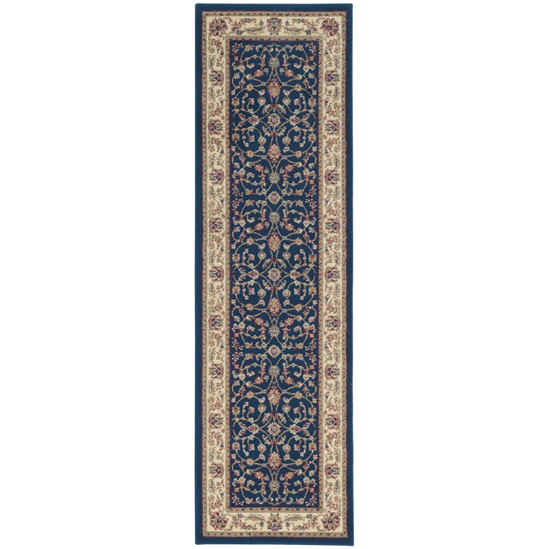 Radici USA Como Traditional Oriental Floral Blue Runner Polypropylene Rug 2'2